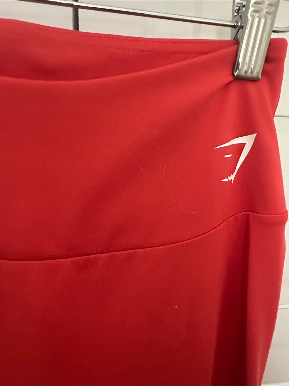Gymshark Women's Red Leggings with White Logo